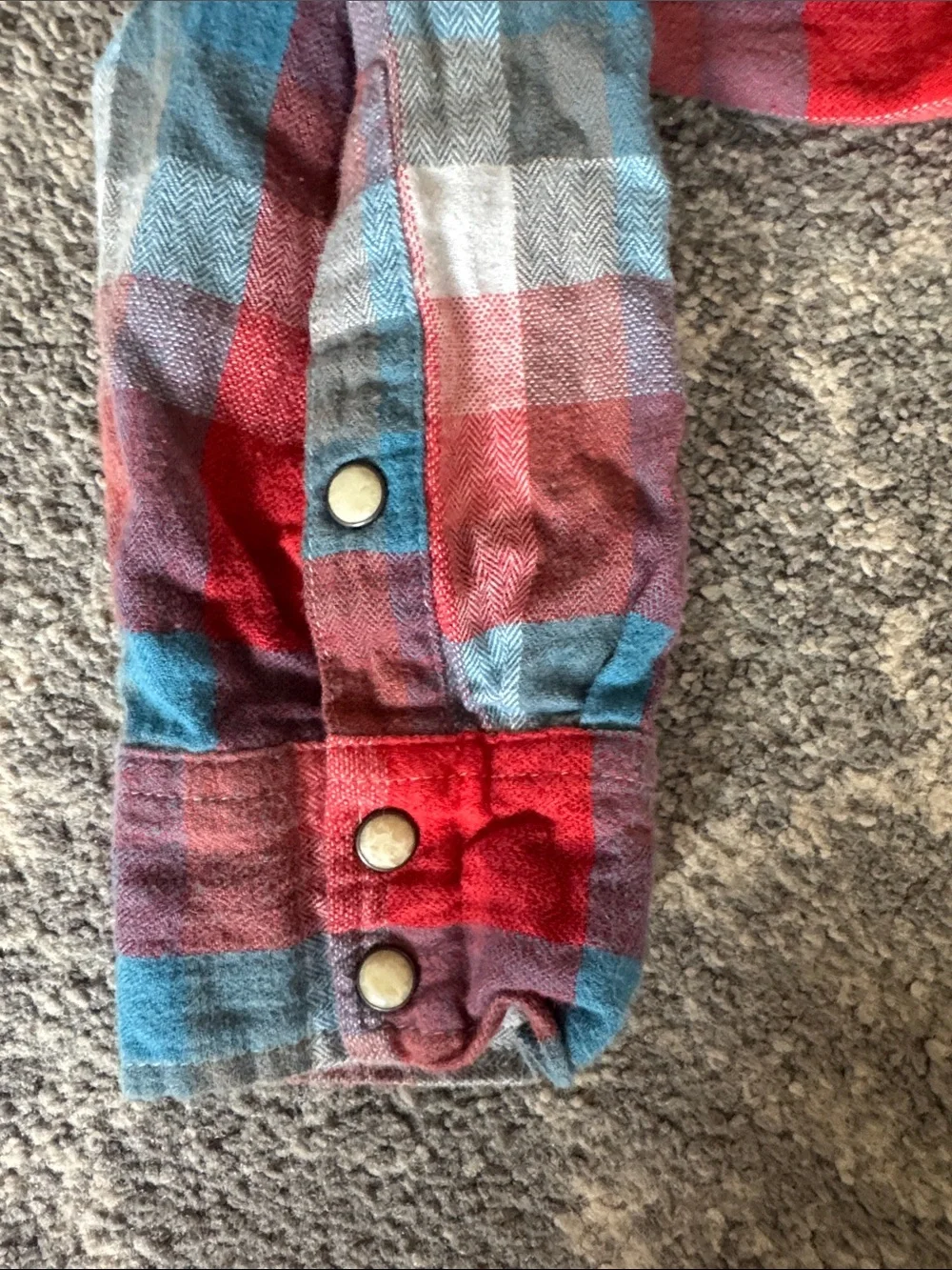 Plaid Hooded Button-Down Shirt Jacket - Red & Blue with Pearl Snaps